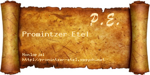 Promintzer Etel névjegykártya